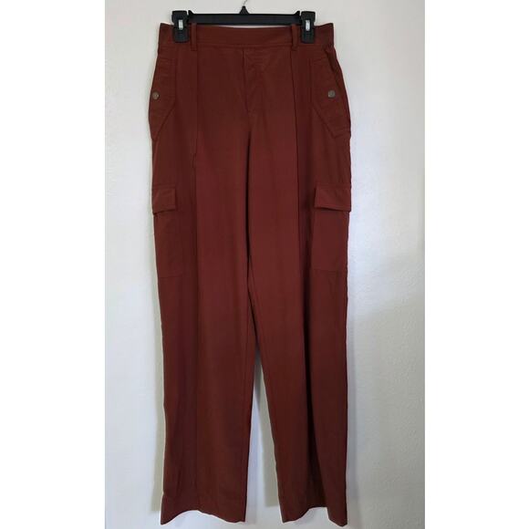 Athleta Vienna Cargo Pant City Stripe Brown Wide Leg High Rise Hike Pants - Picture 2 of 9